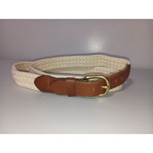 Leather Man Ltd: Genuine Leather / Cotton Twirl Brass Buckle Belt- 41 Inches